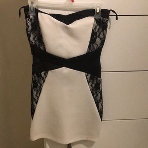 Black and white mesh sleeveless minidress